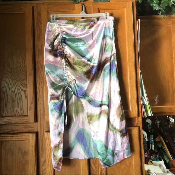 NWT Future Collective Multi-Marble Side-Tie MIDI Skirt Size 14 - Picture 1 of 11
